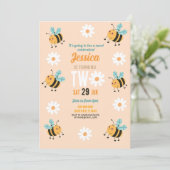 Bijen Verjaardag Uitnodiging Party Flower Daisy Tw (Staand voorkant)