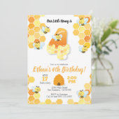 Bijen verjaardag, uitnodiging voor de 4e verjaarda (Staand voorkant)