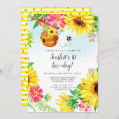 Bijen Verjaardag Uitnodiging Zonnebloem Verjaardag (Voorkant / Achterkant)