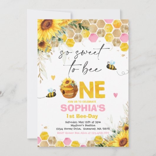 Bijen Verjaardag Zonnebloem Honing Bijen Verjaarda Kaart (Voorkant)