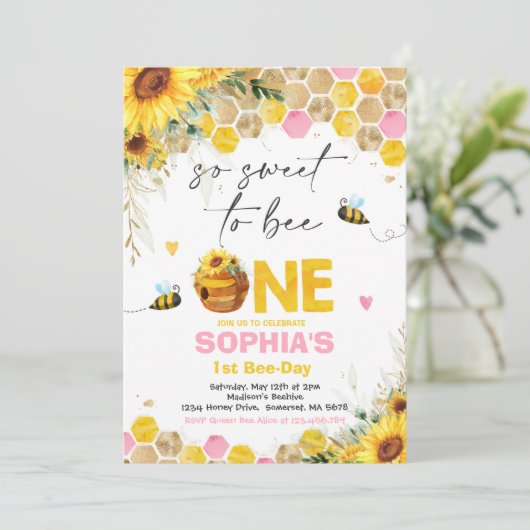 Bijen Verjaardag Zonnebloem Honing Bijen Verjaarda Kaart (Staand voorkant)