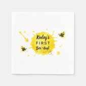 Bijen Verjaardagsfeest Bijendag waterverf gele bij Servet (Voorkant)