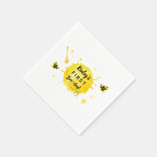 Bijen Verjaardagsfeest Bijendag waterverf gele bij Servet (Hoek)