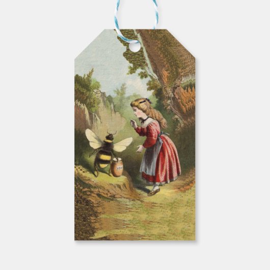  bijen Victoriaans meisje honingbonnen Cadeaulabel (Achterkant)