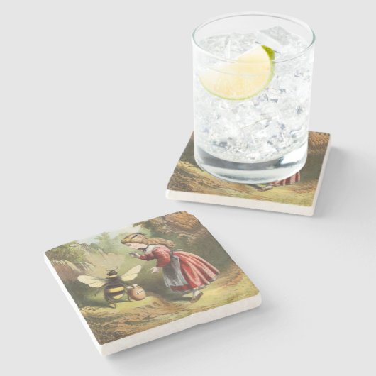  bijen Victoriaans meisje honingbonnen Stenen Onderzetter (Zijkant)