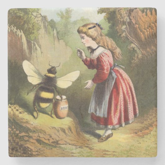  bijen Victoriaans meisje honingbonnen Stenen Onderzetter (Voorkant)