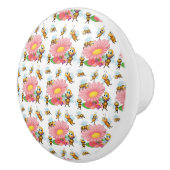 Bijen vliegen rond lentevloeren keramische knop (Rechts)