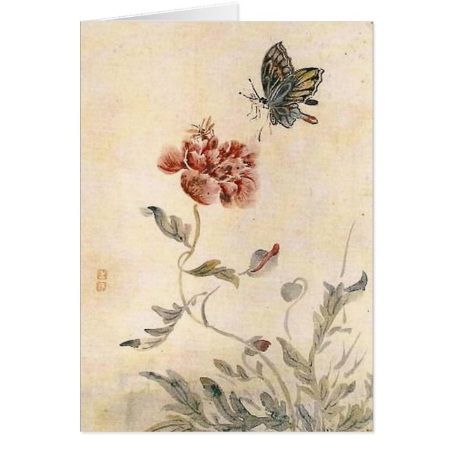  bijen, vlinder en papaver Waterverf blanco (Voorkant)