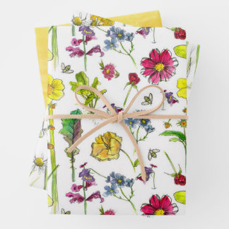 Bijen Vlinders Botanisch Kamille Wilde Bloemen Inpakpapier Vel