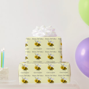 Bijen Voeg Just Naam Verjaardag Toe Cadeaupapier