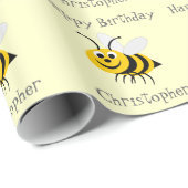 Bijen voegen alleen naam verjaardag toe cadeaupapier (Rol Hoek)