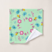 Bijen, vogels en bloemen groen patroon bad handdoek (Wasdoekje)