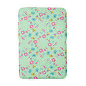 Bijen, vogels en bloemen groen patroon badmat (Voorkant Verticaal)