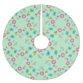 Bijen, vogels en bloemen groen patroon kerstboom rok (Voorkant)