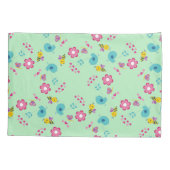 Bijen, vogels en bloemen groen patroon kussensloop (Achterkant-Links)
