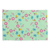 Bijen, vogels en bloemen groen patroon kussensloop (Achterkant-Rechts)