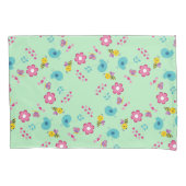 Bijen, vogels en bloemen groen patroon kussensloop (Voorkant-Links)