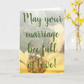 Bijen vol liefde foto bruiloft gefeliciteerd kaart (Gele Bloem)