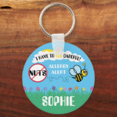 Bijen Voorzichtig Nut Allergy Alert Kind Gepersona Sleutelhanger (Voorkant)