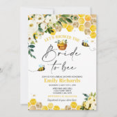 Bijen Vrijgezellenfeest Wit & Goud Bloemen Bruid N Kaart (Voorkant)