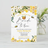 Bijen Vrijgezellenfeest Wit & Goud Bloemen Bruid N Kaart (Staand voorkant)
