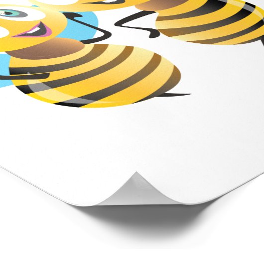 bijen vrolijk blij lachend hommel cartoon poster (Hoek)
