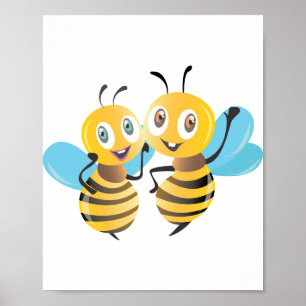 bijen vrolijk blij lachend hommel cartoon poster