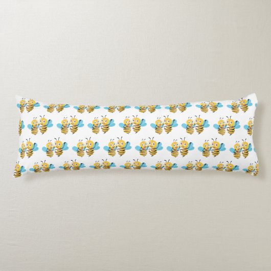 bijen vrolijk blij lachend hommel cartoon tekst lichaamskussen (Voorkant)