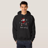 Bijen Vrolijk Kerstfeest - bij draagt kerstmuts gi Hoodie (Voorkant volledig)