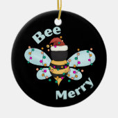 Bijen Vrolijk Kerstmis Bumble Bee Keramisch Ornament (Voorkant)