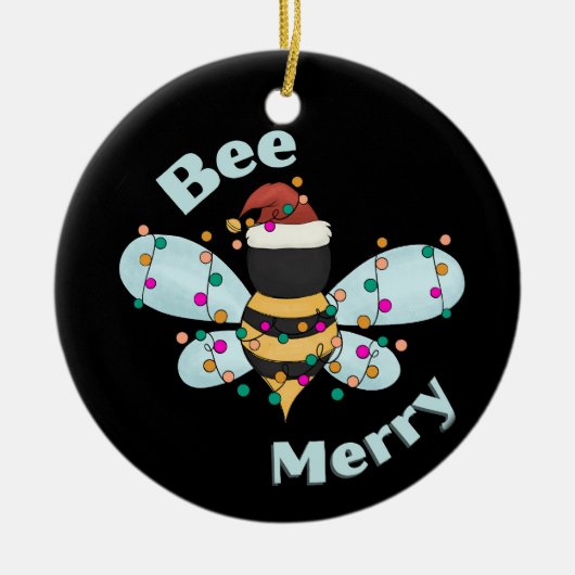 Bijen Vrolijk Kerstmis Bumble Bee Keramisch Ornament (Voorkant)