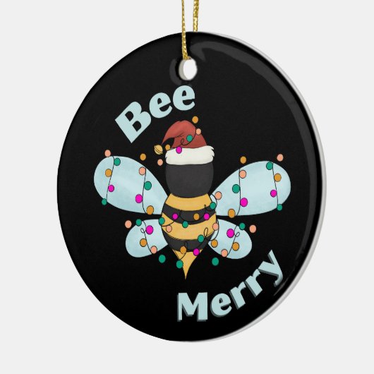 Bijen Vrolijk Kerstmis Bumble Bee Keramisch Ornament (Links)
