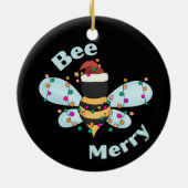 Bijen Vrolijk Kerstmis Bumble Bee Keramisch Ornament (Achterkant)