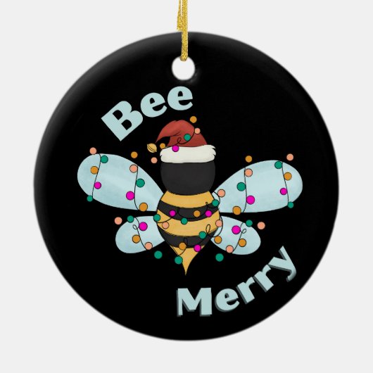 Bijen Vrolijk Kerstmis Bumble Bee Keramisch Ornament (Achterkant)