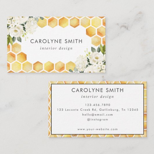 Bijen Waterverf Bloemen Visitekaartje (Voorkant / Achterkant)