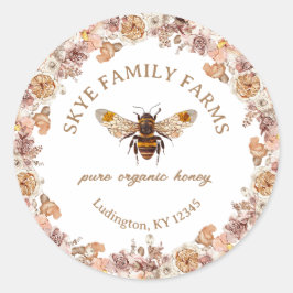 Bijen-waterverf bloemendecor biologische honing ronde sticker