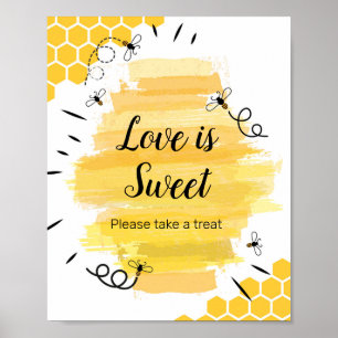 Bijen Waterverf Love is Sweet Sign Poster
