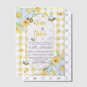 Bijen & Witte Bloemen Gingham Spaans Geslacht Onth Vellum Uitnodigingen (Offset (Uitnodiging))