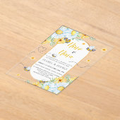 Bijen & Witte Bloemen Spaans Geslacht Onthulling Acryl Uitnodigingen (Laagn)