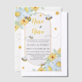 Bijen & Witte Bloemen Spaans Geslacht Onthulling Vellum Uitnodigingen (Offset)