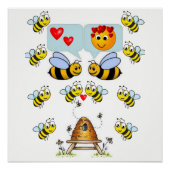 bijen witte gele poster (Voorkant)