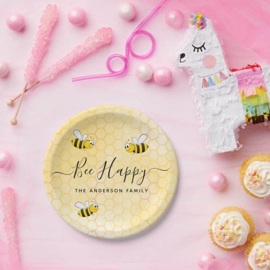 Bijen zijn blij zomerplezier humor naam papieren bordje (Feest)