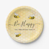 Bijen zijn blij zomerplezier humor naam papieren bordje (Voorkant)