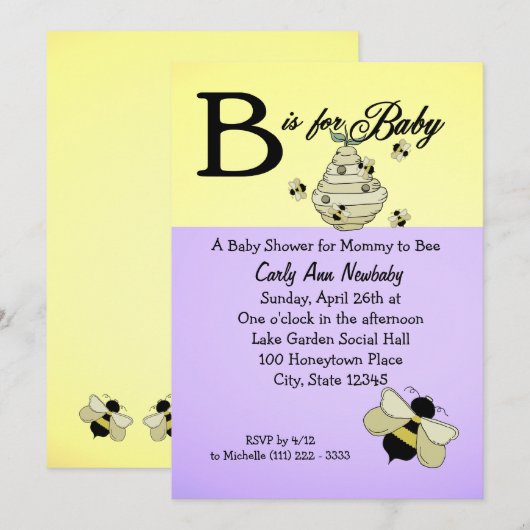 Bijen zijn voor Baby shower Kaart (Voorkant / Achterkant)