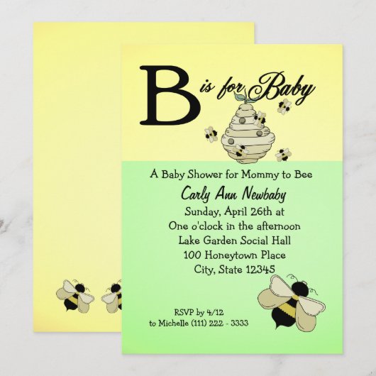 Bijen zijn voor Baby shower Kaart (Voorkant / Achterkant)