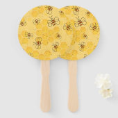 Bijen zoemen honingbijen Schattige Handwaaier (Voorkant en achterkant)