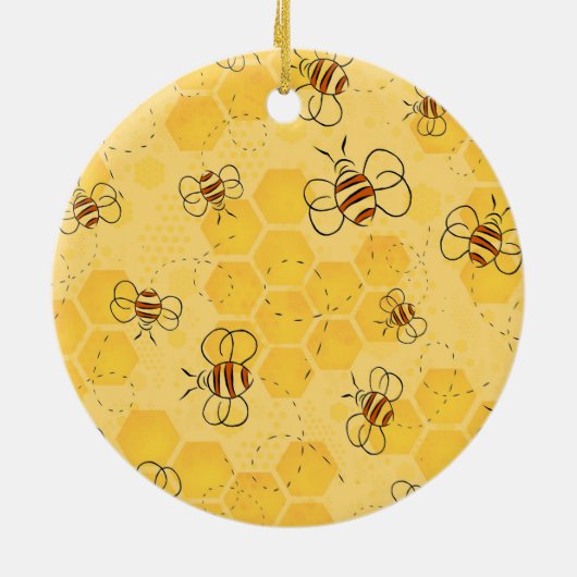 Bijen zoemen honingbijen Schattige Keramisch Ornament (Achterkant)