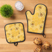 Bijen zoemen honingbijen Schattige Ovenwant & Pannenlap Set (Top down)