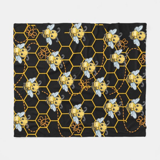 Bijen zoemende boterprint fleece deken (Voorkant (Horizontaal))