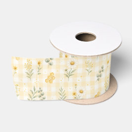 Bijen Zonnebloem Honingraat Bloem Gingham Satijnen Lint